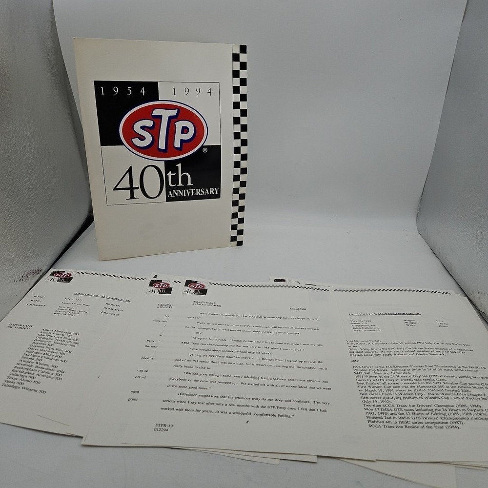 Vintage Nascar Press Kit STP Racing Wally Dallenbach Media Guide 1994‎ 40th